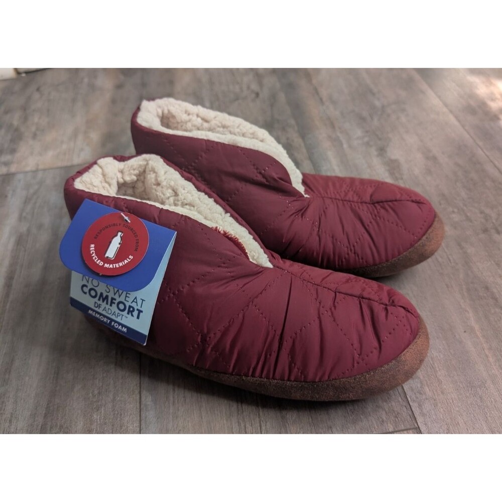 NWT NEW Dearfoams Women's Original Warm Up Bootie Slipper Cabernet Nylon Medium